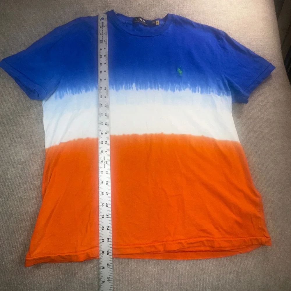 Polo Ralph Lauren Mens Dip Dye T-Shirt Blue White Orange Ombre Pony Logo M